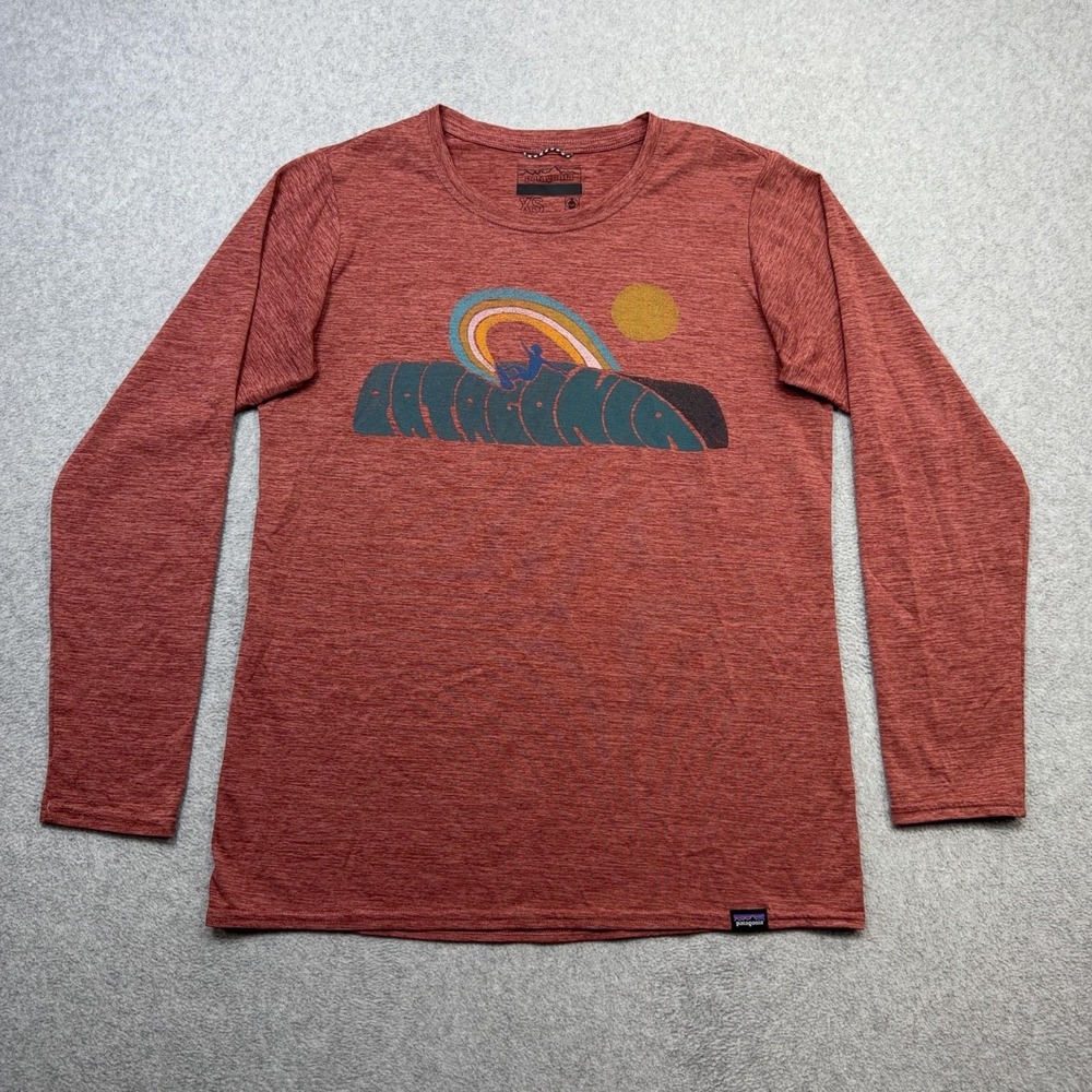 Patagonia Capilene Cool Daily Shirt Women XS Red Heather Graphic Outdoor Tee